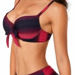 Promo 🔥 Merkloos 👙 Bikini 2-Delig Push-up - Rood Zwart - Maat XL 🎁 -Goedkope badmode winkel 348x840 2