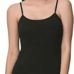 Goedkoopste 🛒 Merkloos DONEX-Katoen Dameshemd Met Lycra Stroptops-1 Pack-Onderhemd Dames-Cadeau Voor Dames-zwart-L ⌛