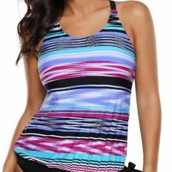 Coupon ✨ Merkloos Tankini Dames 2-Delig - Gestreepte Print - Maat S 😉