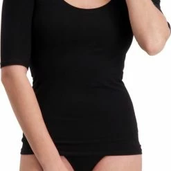 Beste Pirce 🌟 Noshirt 👩 Women Lite Vrouwen Ondershirts Half Sleeve Ronde Hals Zwart - Maat S 💯