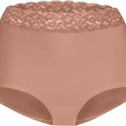 Nieuw 💯 Ten Cate Secrets Lace 👩 Women Nuturals High Waist Brief (1-pack) - Dames Slip Hoge Taille - Pink Nut - Maat: M 🎉