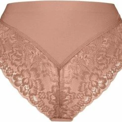 Flash-uitverkoop ⭐ Ten Cate Secrets Lace 👩 Women Nuturals High Waist Brazilian (1-pack) - Dames Slip Hoge Taille - Pink Nut - Maat: M ✔️
