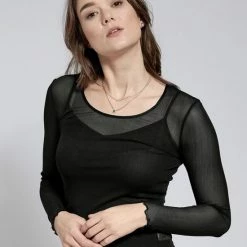 Aanbiedingen 🧨 Merkloos Zijden Netshirt Transparant Kokon Zwo Zwart 44/46 🛒