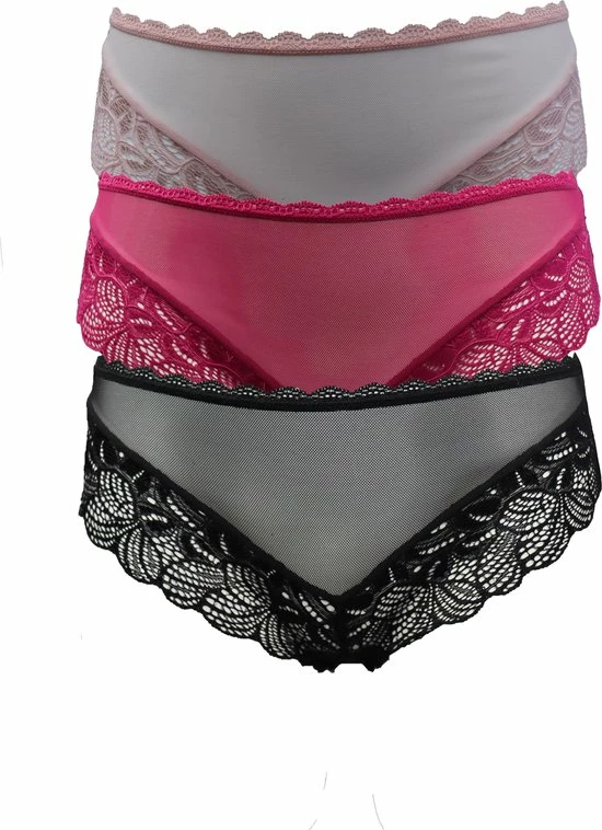 Beste Pirce 𧨠Vanilla - Dames Slip, Dames Ondergoed, 3-Pack Slips - Zwart/Roze/Rood - NBB110 - XXL π₯° 3 Beste Pirce 𧨠Vanilla - Dames Slip, Dames Ondergoed, 3-Pack Slips - Zwart/Roze/Rood - NBB110 - XXL π₯°