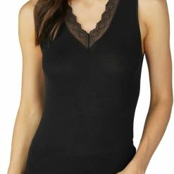 Promo 🎉 Mey Dames Wol-zijde Hemd - Kant - Exquisite - 40 - Zwart 🥰