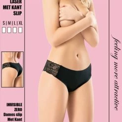 Kopen 👏 Marly MOON'S INVISIBLE ZERO Slip Met Kant - Damesslip Naadloos - Onzichtbaar Ondergoed Dames - Dames Slips - XL - Zwart - 1 Stuk 😉