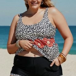 Groothandel 👍 Merkloos Tankini 2-Delig Dames - Luipaard - Maat XL/2XL 🌟